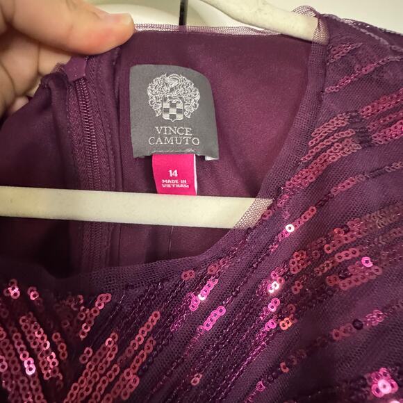 Vince Camuto Plum Purple Sequin Mini Swing Sheath Dress Sleeveless 14 NWT - Picture 3 of 9